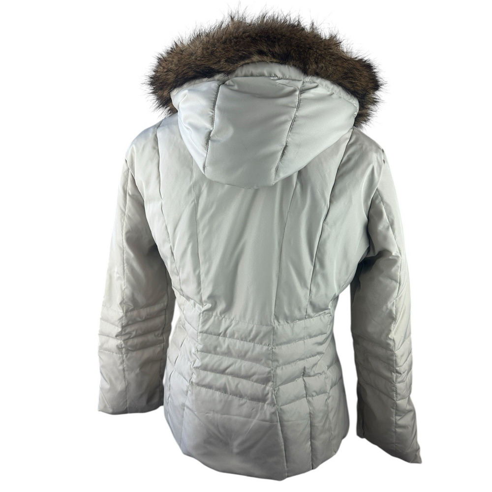 Calvin Klein Down Puffer Coat Faux Fur Hood Beige Full Zip Women's Size XL - Picture 13 of 15
